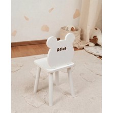 Muyuru Montessori Çocuk Oyun Aktivite Çalışma Sandalyesi Beyaz Mdf Ayıcık Model Isimli