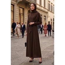 İlkimay.com Yarasa Kol Modal Elbise 1700 - Kahve