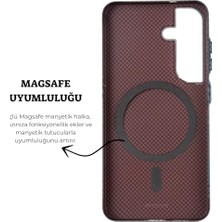 Galaxy S25 Uyumlu Kamera Çıkıntılı Şarj Özellikli Karbon Fiber Tasarımlı Armor Kevlar Kapak (Mavi, Galaxy S25)