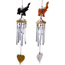 MiraLive Üstü Ahşap Altı Metal Filli Rüzgar Çanı