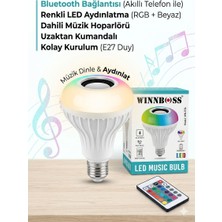 Winnboss WN-1156 Bluetooth Hoparlörlü LED Ampul | Kumandalı Rgb Işık + Müzik Çalar | 3’ü 1 Arada Akıllı Ampul
