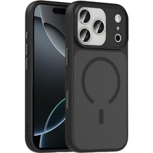 17 Pro Için Kılıf Mat Arka Yüzey Uyumlu Şarj Özellikli Flet M-Safe Kapak (Siyah)