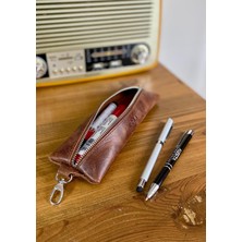 Alesta Leather Atelier (Isim Yazıyoruz) Kalemlik / Mini Makyaj Çantası - El Yapımı Hakiki Deri