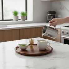 Akasya Ağacı Yuvarlak Sunum Tepsisi (25 Cm) | Yükseltilmiş Kenarlı Doğal Ahşap Servis Tabağı | Kahve, Tatlı, Peynir ve Meyve Sunum Tepsisi