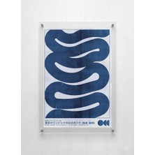 Lamazif Modern Japon Minimalist Soyut Duvar Tablosu – Pleksi Cam Arası Sanat Posteri – Mavi Abstract Wall Art