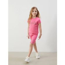 LC Waikiki Lcw Kids Pembe Beli Lastikli Barbie Baskılı Kız Çocuk Tayt 2'li