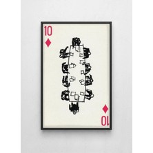 Lamazif 10 Karo El Çizimi Sanat Tablosu | Siyah Çerçeveli Modern Duvar Dekoru 50X70 cm