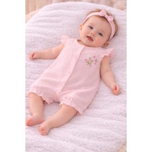 Necix Kız Bebek Yazlık Müslin Tulum 0- 6 Ay 5481 5484