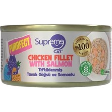 Purrfect Tiftiklenmiş Tavuk Göğsü & Somonlu Konserve Kedi Yaş Maması 70 gr Tahılsız