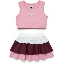 Minipodyum Kız Çocuk Spor Alt Üst Takım Katlı Şort Etekli