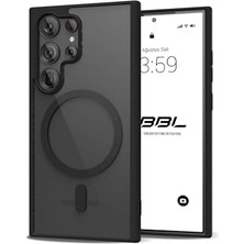 Için Kılıf Kamera Korumalı Şarj Özellikli Şeffaf Renkli Kılıf (Siyah, Galaxy S23 Ultra)