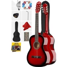 Calperia Kırmızı Renk Klasik Gitar - 4/4 Yetişkin Boy Tam Set