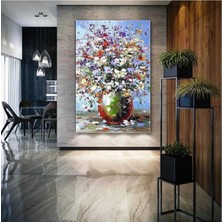 Şehzat Büyük Çiçek Demeti Vazoda Kanvas Tablo AR030243