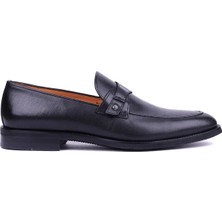 Shoetyle - Hakiki Deri Siyah Renk Bağcıksız Klasik Erkek Ayakkabı - 900-4784