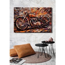Şehzat Tekli Yatay Kanvas Tablo, Soyut Motorsiklet, Dekoratif Kanvas Duvar Tablosu
