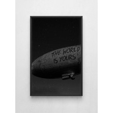 Lamazif The World Is Yours Modern Sanat Tablosu | Siyah Çerçeveli Minimal Duvar Dekoru 50X70 cm