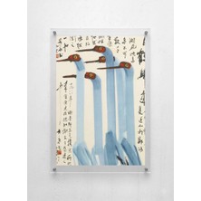 Lamazif Pleksi Cam Duvar Tablosu – Turna Kuşu & Uzak Doğu Kaligrafi Temalı Modern Sanat Poster | Akrilik Tablo