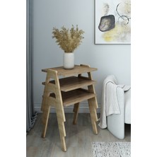 3’lü Zigon Sehpa Takımı Atlantik Çam Modern ve Fonksiyonel Orta Sehpa