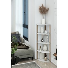 5 Katlı Üçgen Ahşap Çok Amaçlı Sehpa Saksılık Çiçeklik Dekoratif Raf