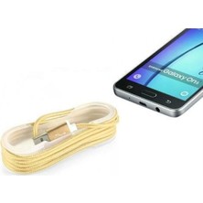 MiraLive Android Örgü Şeklinde Renkli Çelik Şarj Data Kablosu - Gold
