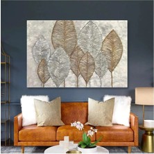 Şehzat Gümüş ve Altın Yapraklar Kanvas Tablo AR030212