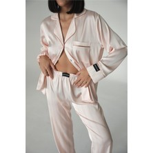 Coccolarsi Sogni Lineari Saten Uzun Pijama Takımı LDK01