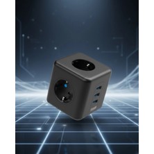 MiraLive Elektronik Cihazlar Için Akım Korumalı 3 Prizli Usb’li Küp Priz