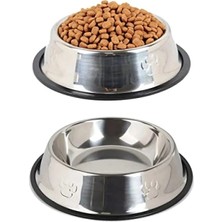 Calperia Paslanmaz Çelik Kaymaz Tabanlı Kedi ve Köpek Mama ile Su Kabı