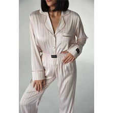 Coccolarsi Sogni Lineari Saten Uzun Pijama Takımı LDK02