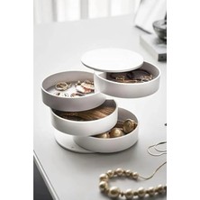 Calperia Çok Katmanlı Döner Beyaz Takı Düzenleyici Kutusu