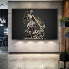 Şehzat Elinde Altın Kılınçlı Melek Heykeli Mikail Yunan Mitolojisi Dekor Kanvas Tablo AR030193