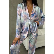 Coccolarsi Elika Morbido Viola Saten Uzun Pijama Takımı