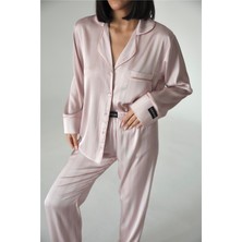 Coccolarsi Sogni Lineari Saten Uzun Pijama Takımı LDK03