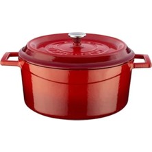 Calperia 24 cm Döküm Demir Yuvarlak Tencere, Kırmızı