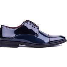 Shoetyle - Hakiki Rugan Deri Lacivert Renk Erkek Klasik Ayakkabı - 900-3710