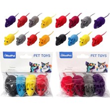 Kedi Oyuncağı Sesli Fare – Basınca Ses Çıkaran Plastik & Kumaş Oyuncak – Kediler Için Avcılık ve Zeka Oyunu – Karışık Renk – 4’lü Set (2 Paket)