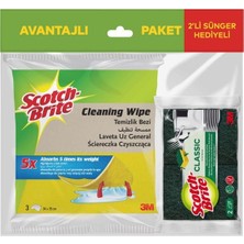 Scotch Brite Temzlik Bezi 3'lü + Bulaşık Süngeri 2'li Hediyeli - Avantajlı Paket