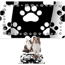 Monnhein Mama ve Su Evcil Hayvan Beslenme Matı, Kolay Temizlenen Emici Su Geçirmez Kumaş, Küçük Orta Boy ve Büyük Kedi ve Köpekler Için Dayanıklı Köpek Kedi Paspas (50X35, Black And White)