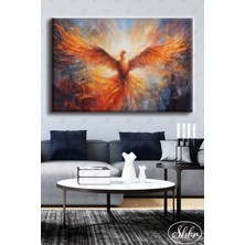 Şehzat Tekli Yatay Dekoratif Kanvas Tablo Salon Yatak Odası Kafe Ofis Yağlı Boya Efekt Anka Kuşu