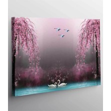 Şehzat Pembe Çiçekli Kanvas Tablo