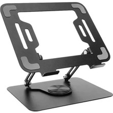 Calperia Katlanabilir Taşınabilir Laptop Standı - 360 Derece Döner Taban, Koyu Gri