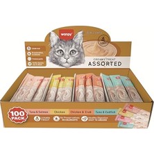 Karışık 4 Lezzet 100'LÜ Krema Kedi Ödülü 100 * 14 gr