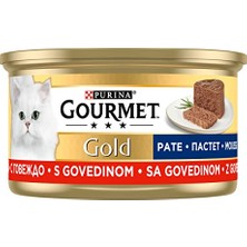 Gold Kıyılmış Sığır Etli Yaş Kedi Maması, Yetişkin, 85 G