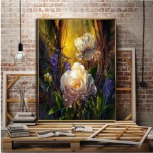 Şehzat Harikabirev Resimli Tablo Yağlı Boya Görünümlü Şık Çiçek Modelli Kanvas Tablo Model E11