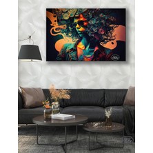 Şehzat Tekli Yatay Kanvas Tablo Soyut Sanat Kadın Müzisyen Renkli Dekoratif Kanvas Duvar Tablosu