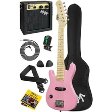 Calperia 4-6 Yaş Çocuklar Için Pembe Amfili Elektro Gitar Seti