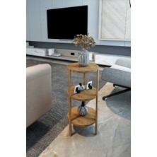 Atlantik Çam 3 Raflı Yuvarlak Ahşap Sehpa Çok Amaçlı Kullanım Yüksek Kalite Şık Tasarım