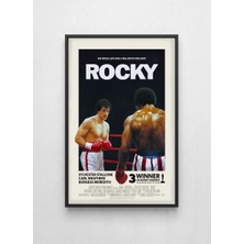 Lamazif Siyah Çerçeveli Klasik Film Duvar Tablosu – Rocky Boks Sahnesi Poster – Motivasyon & Sinema Dekoru
