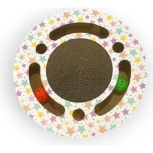 Calperia Yıldız Desenli, 34 cm Yuvarlak Kedi Oyuncağı ve Tırmalama