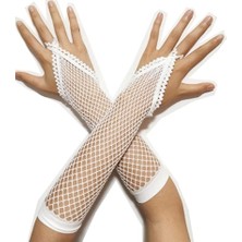 Örgü Beyaz Parmak Arası File Eldiven 26 cm Veralya Tech